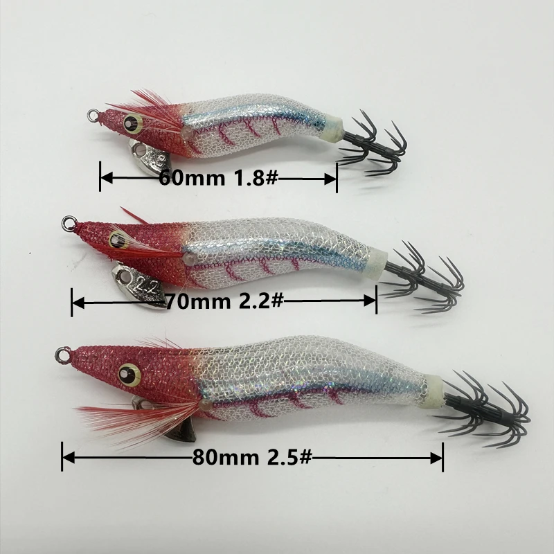 wooden Shrimp lure1.8# 2.2# 2.5#  YAMA UV octopus cuttlefish Wooden Egi Shrimp fishing squid Hook jig lure