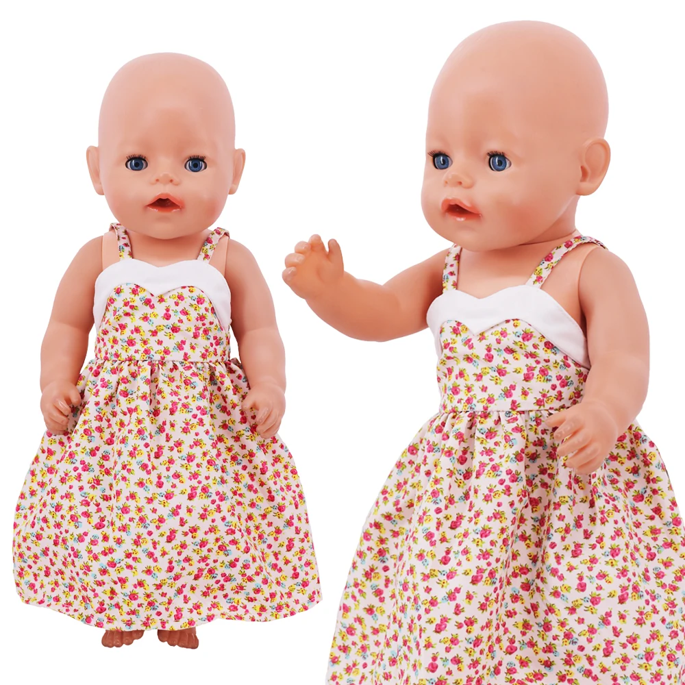 Roupas de boneca com padrão floral bonito, acessórios de vestido da moda para bebê nascido de 43 cm, boneca americana de 18 tamanhos, presentes de brinquedos de menina