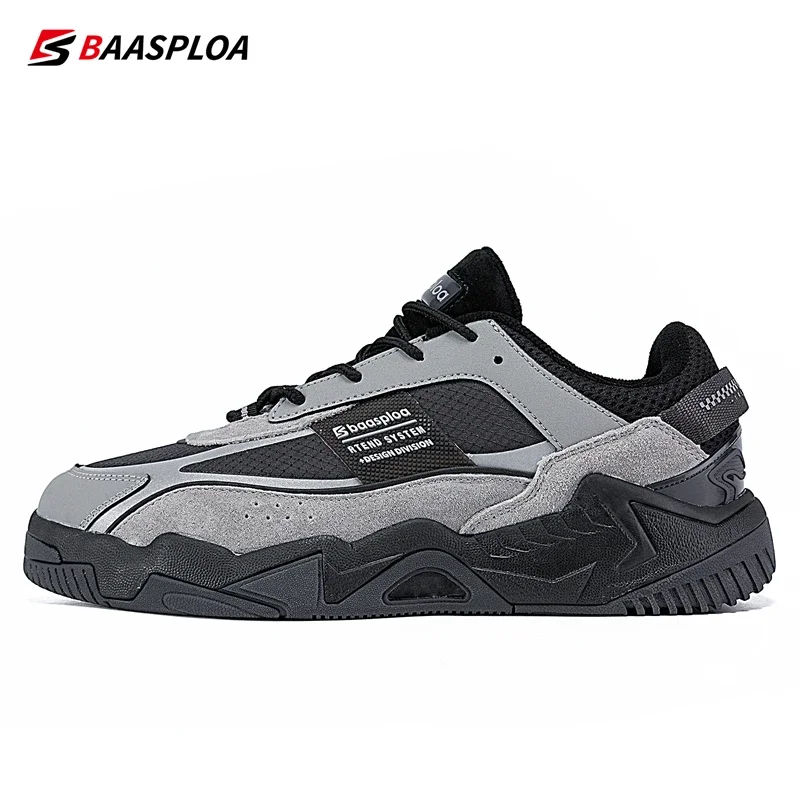 

Baasploa Men Walking Shoes New Outdoor Fashion Leather Waterproof Lace up Sneakers Male Casual Non-Slip Wear-Resistant Tenis Sho