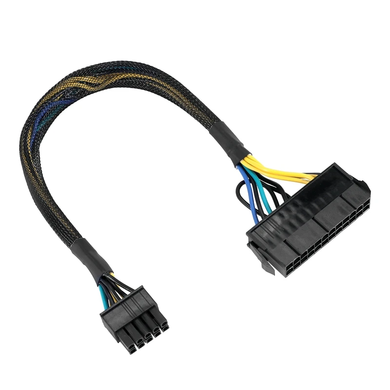 A29F-24 Pin To 10 Pin ATX PSU Main Power Adapter Braided Sleeved Cable For IBM For Lenovo PC And Servers 12-Inch(30Cm)