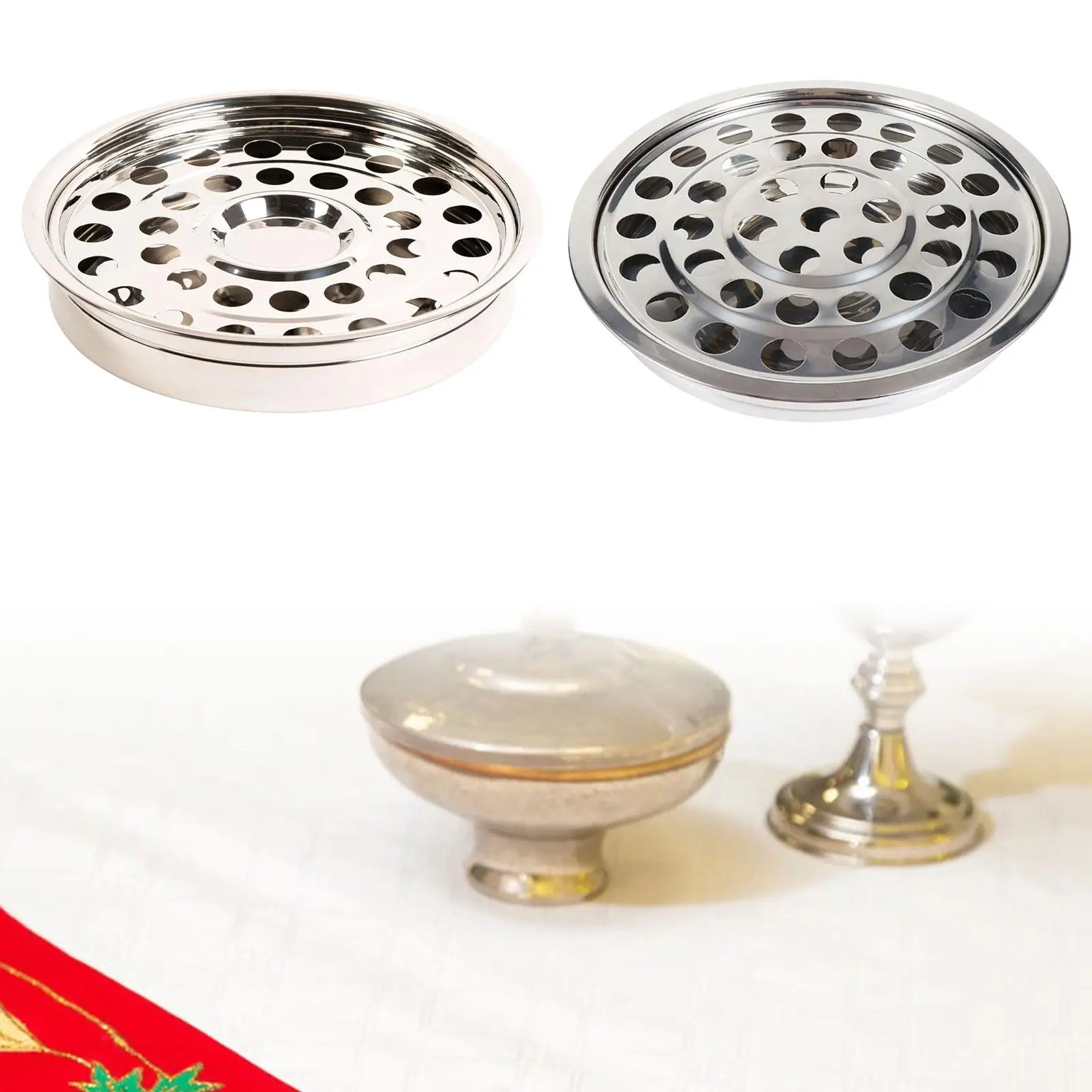 

Portable Stainless Steel Communion Cups Holder Stackable Serving Tray for Church Worship and Gatherings