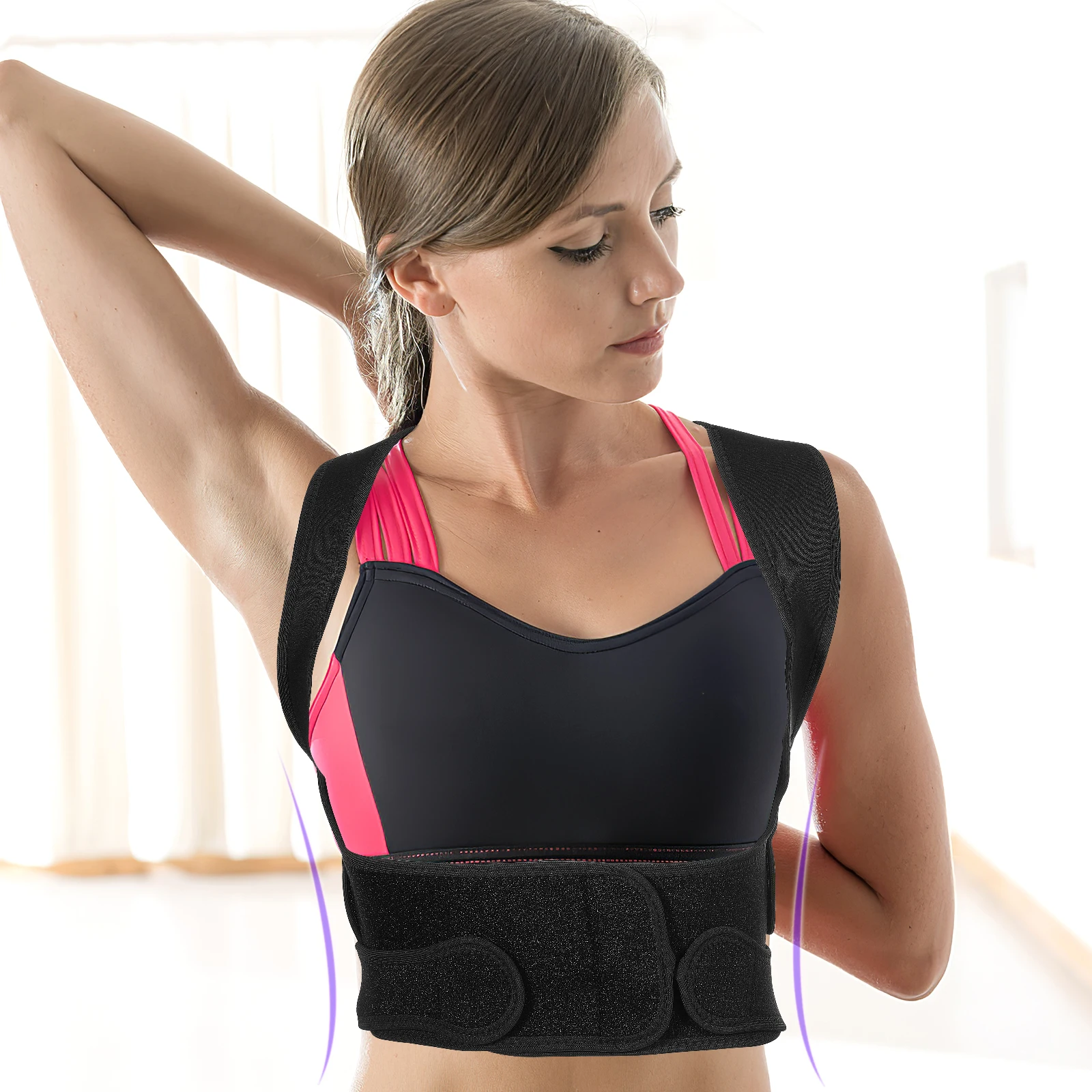 

Black L Size Adjustable Back Brace Posture Corrector For Men Women Straightener Support Straps Health Care Guard
