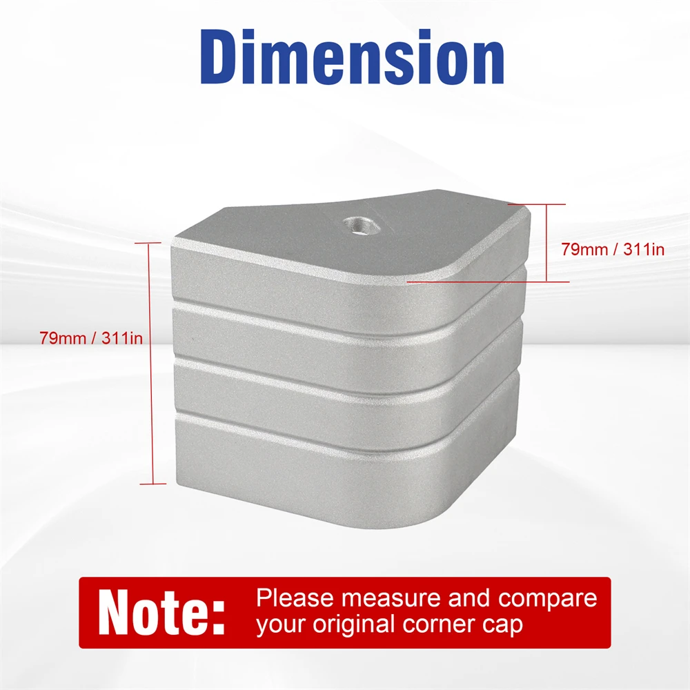 4 Pack Crest Style Cast Aluminum Corner Caps for Pontoon Boat, Deck Corner Protector for 90° Rounded Corners