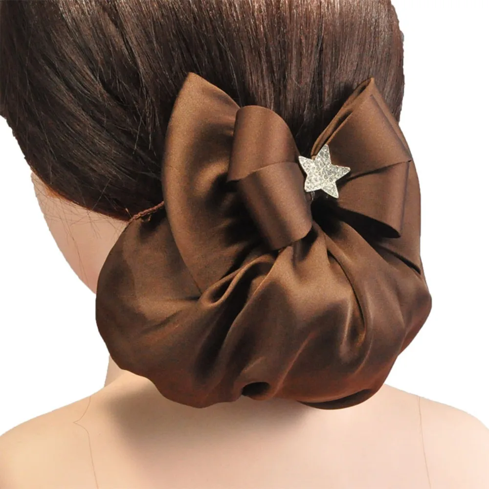 

Elegant Sweet Ruffled Edges Hair Net Korean Style Ponytail Clip Bow Snood Bowknot Star Women Spring Clip Bank