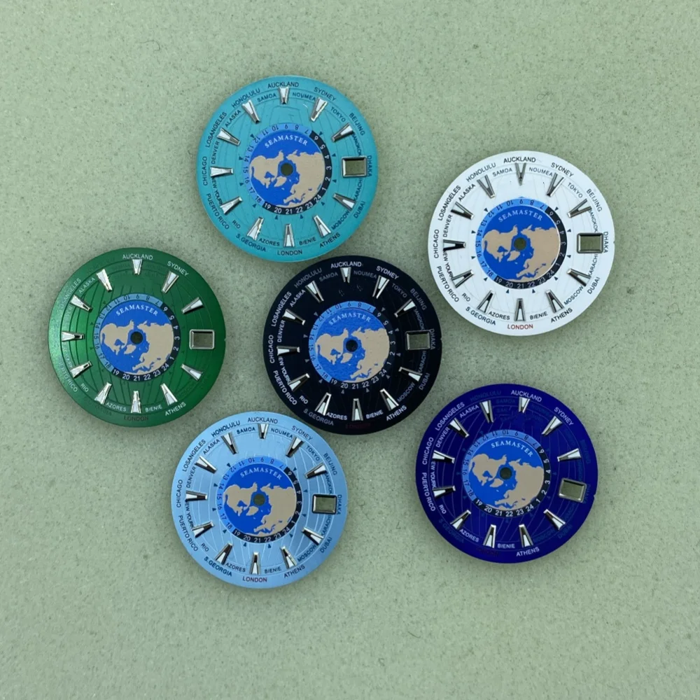 

28.5mm Watch accessories S logo striped green luminous dial Watch accessories for NH35/NH36 movements