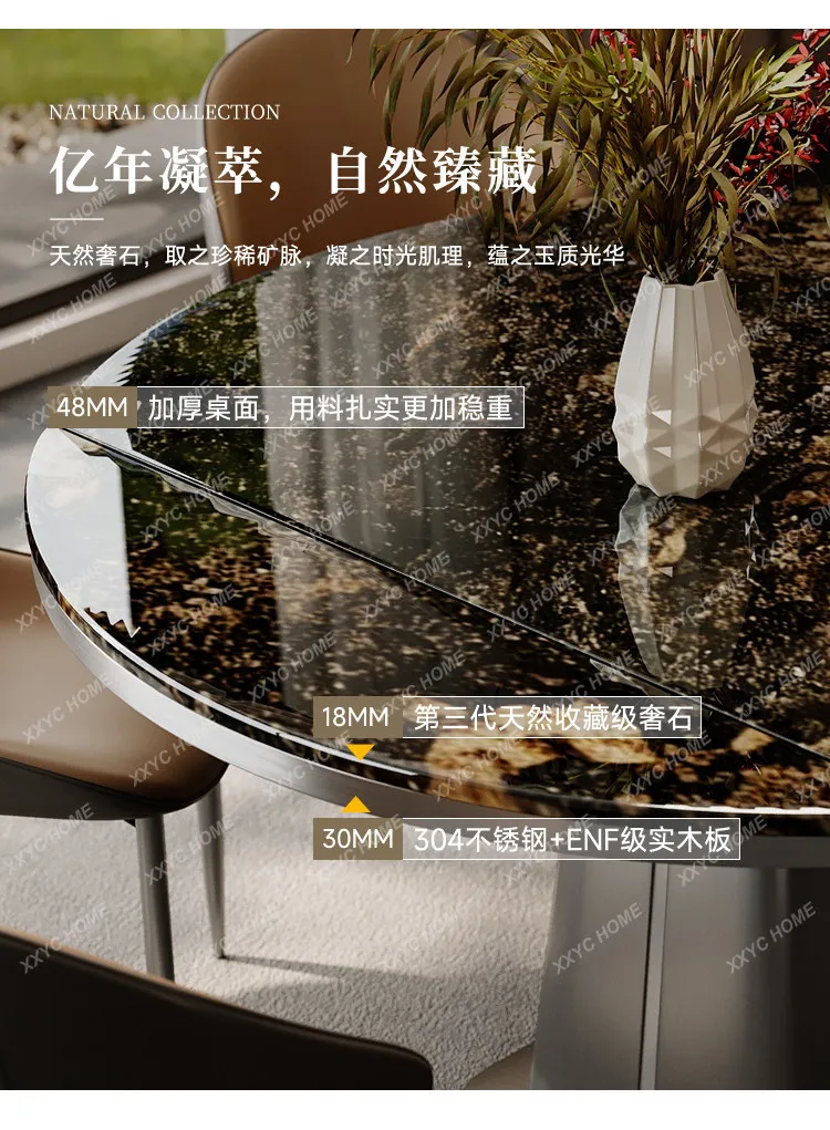 Natural luxury stone dining table retractable and deformable 2026 new folding small apartment light luxury minimalist marble