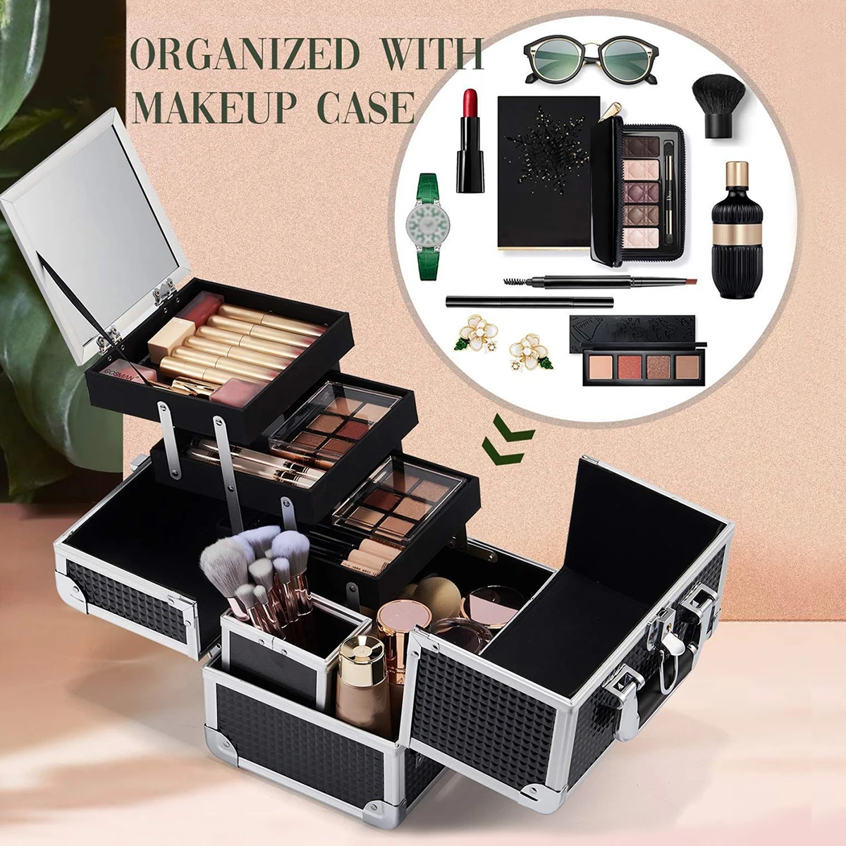 Multifunctional Lightweight Makeup Square Box, Versatile Professional Makeup Artist Tool Case