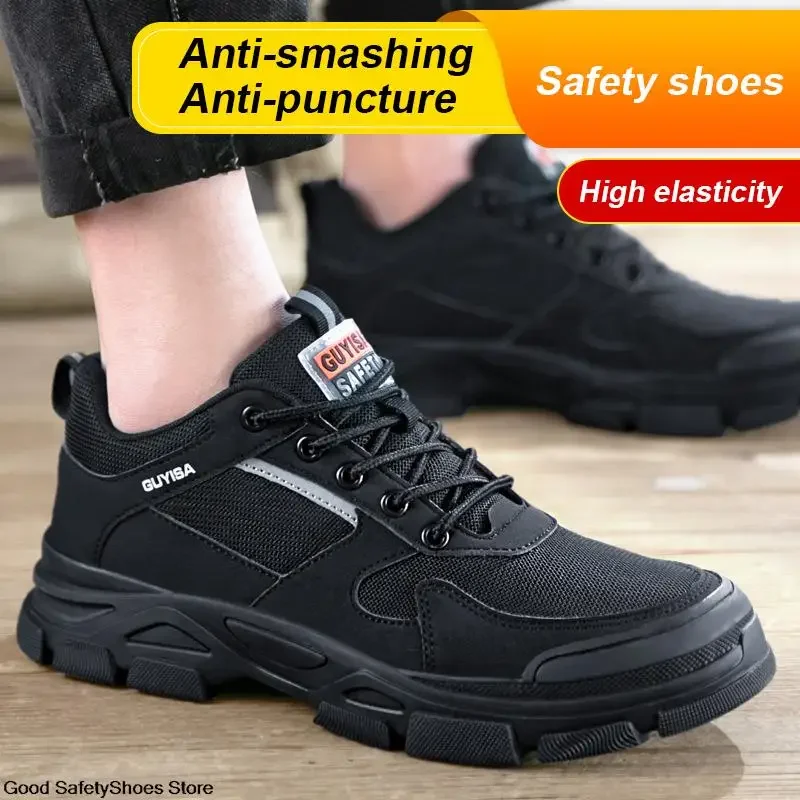 Breathable Men Safety Shoes Puncture-Proof Work Sneakers Male Steel Toe Work Boots Indestructible Construction Shoes Size 37-45