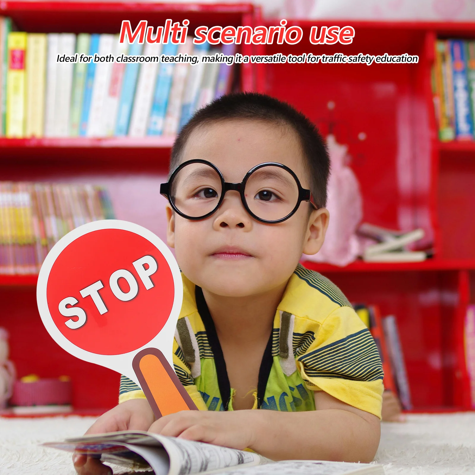 2Pcs Handheld Double-Sided Stop Signs Red Green Waterproof Portable Classroom Traffic Safety Control