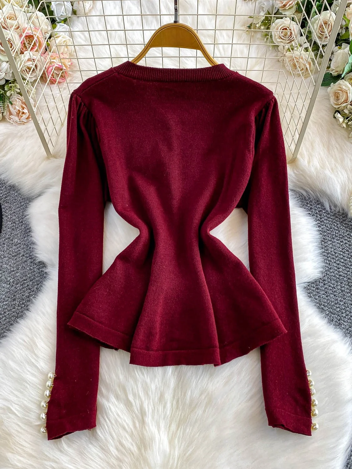 Ele Pearl Button Slim Fit rotondo Ne Capispalla da donna Pendolarismo Sle Autunno Inverno Versatile e affascinante Top