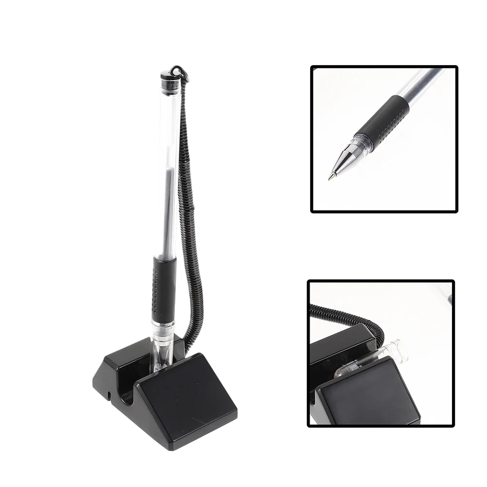 

Pen for Reception Desk Desktop Pens Counter Sticky Erasable Black Anti-theft Security Check Writing with Chain Office Ink