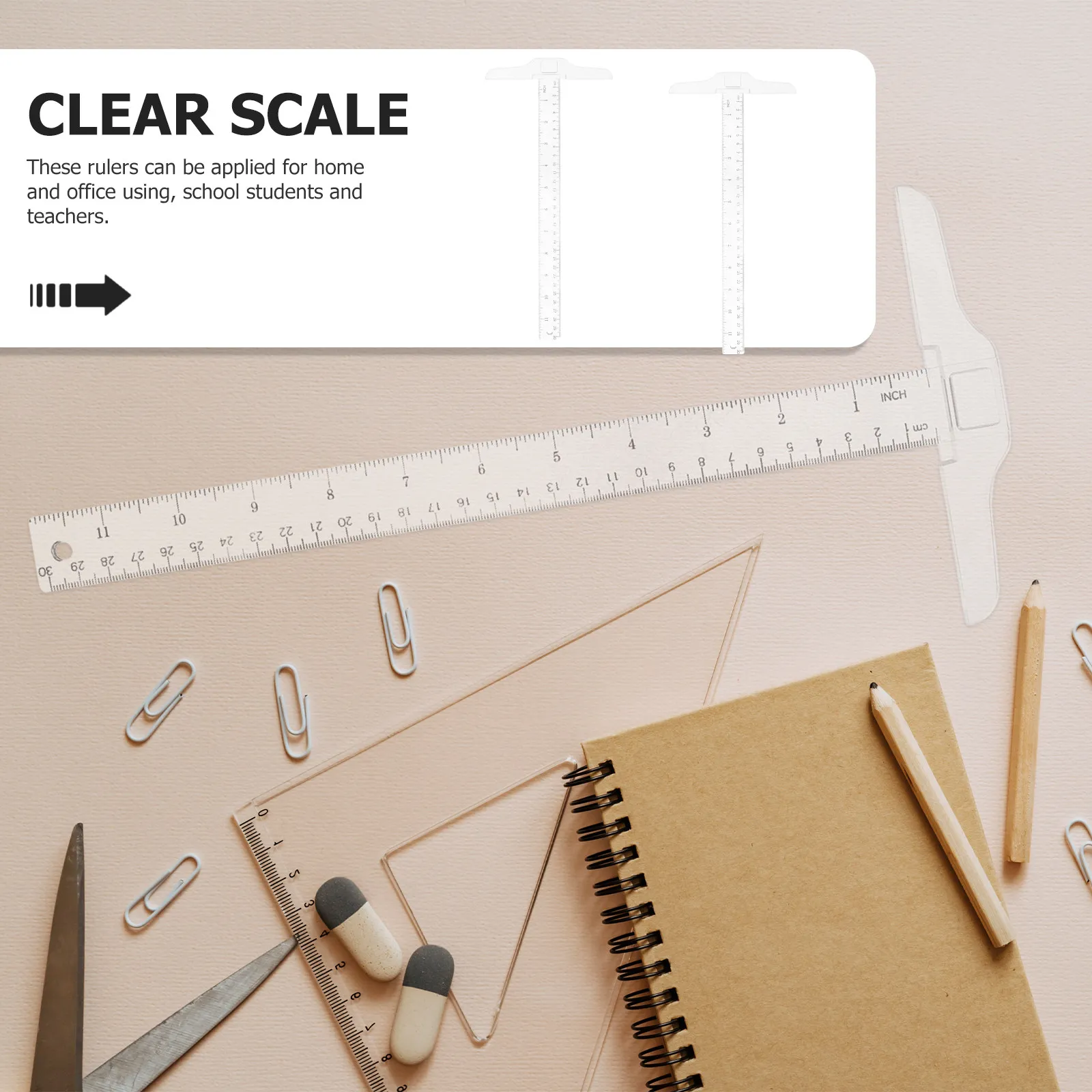 Woodworking Teacher - 2Pcs 30Cm T Shaped Ruler Double