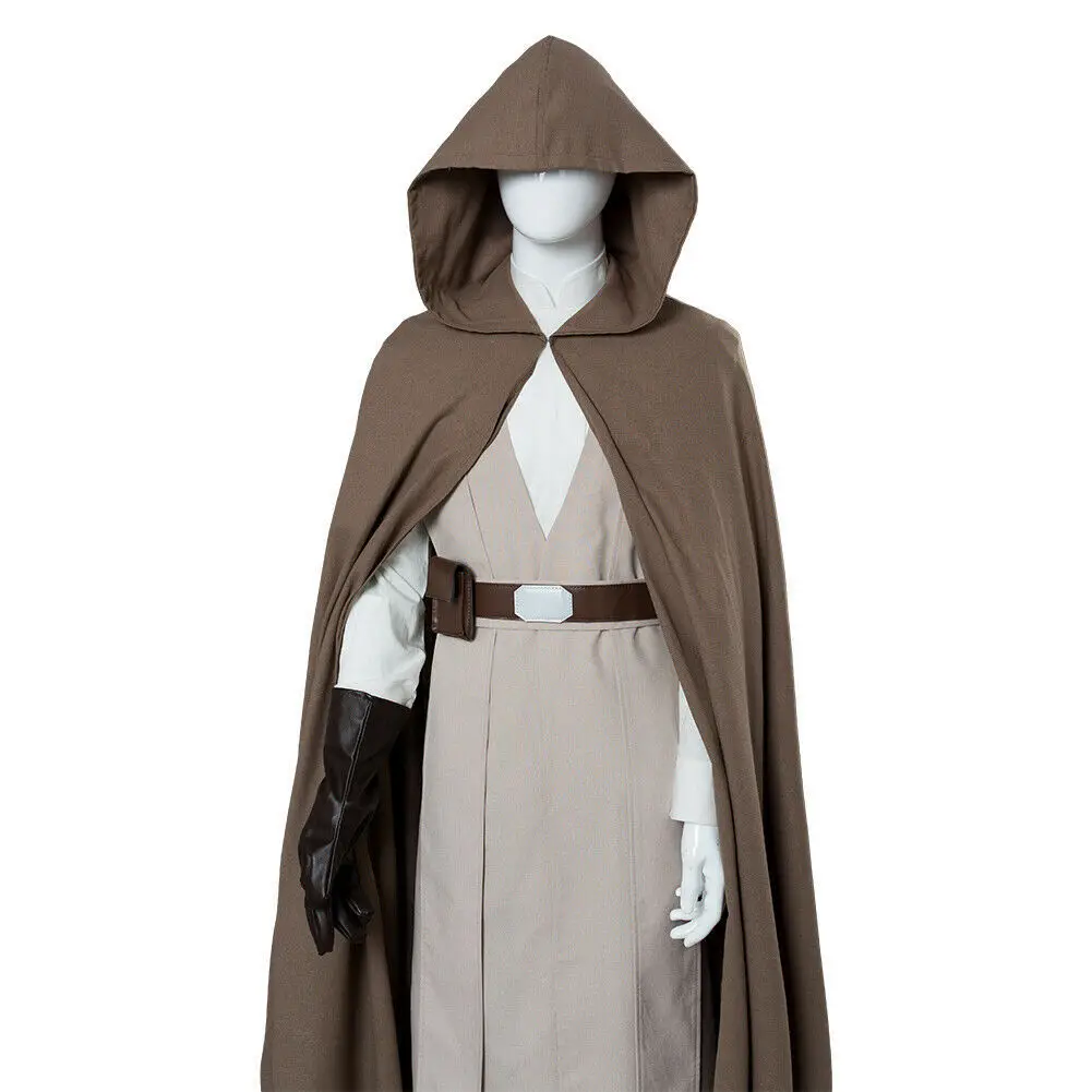 Fotografia 3: O último cavaleiro jedi luke cosplay traje longo robe com manto halloween carnaval festa desempenho roupas para homem