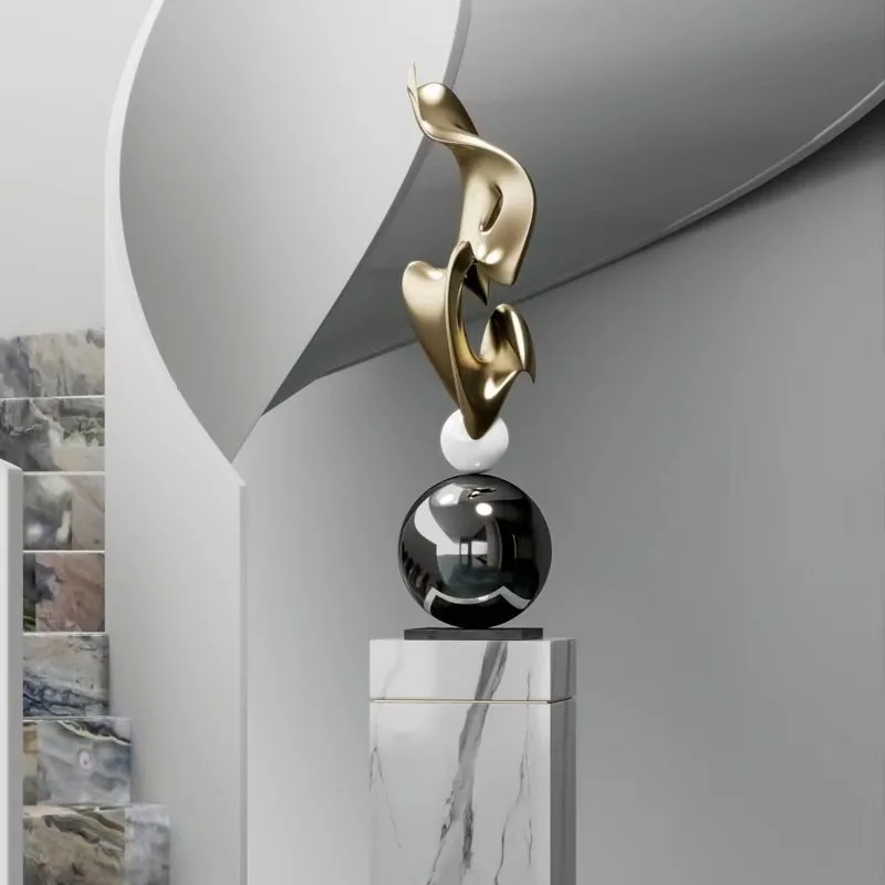 Art streamer sculpture modern geometric floor ornament hotel decoration model room living room entrance