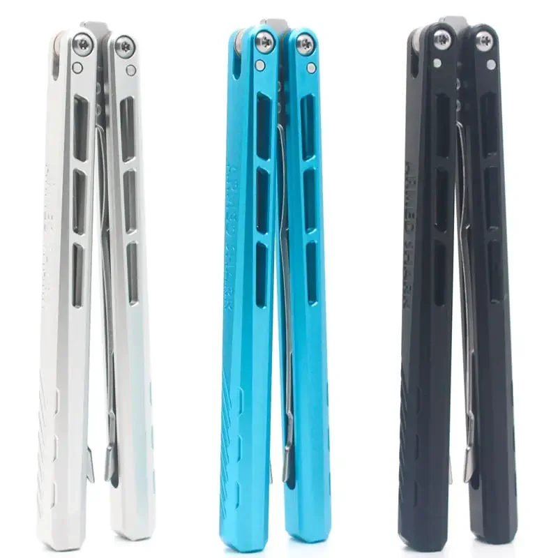 Armed Shark Shining Balisong Trainer Original Butterfly Training Knife 5Cr15MoV Tuning Fork 7075 Aluminum Channel Handle EDC