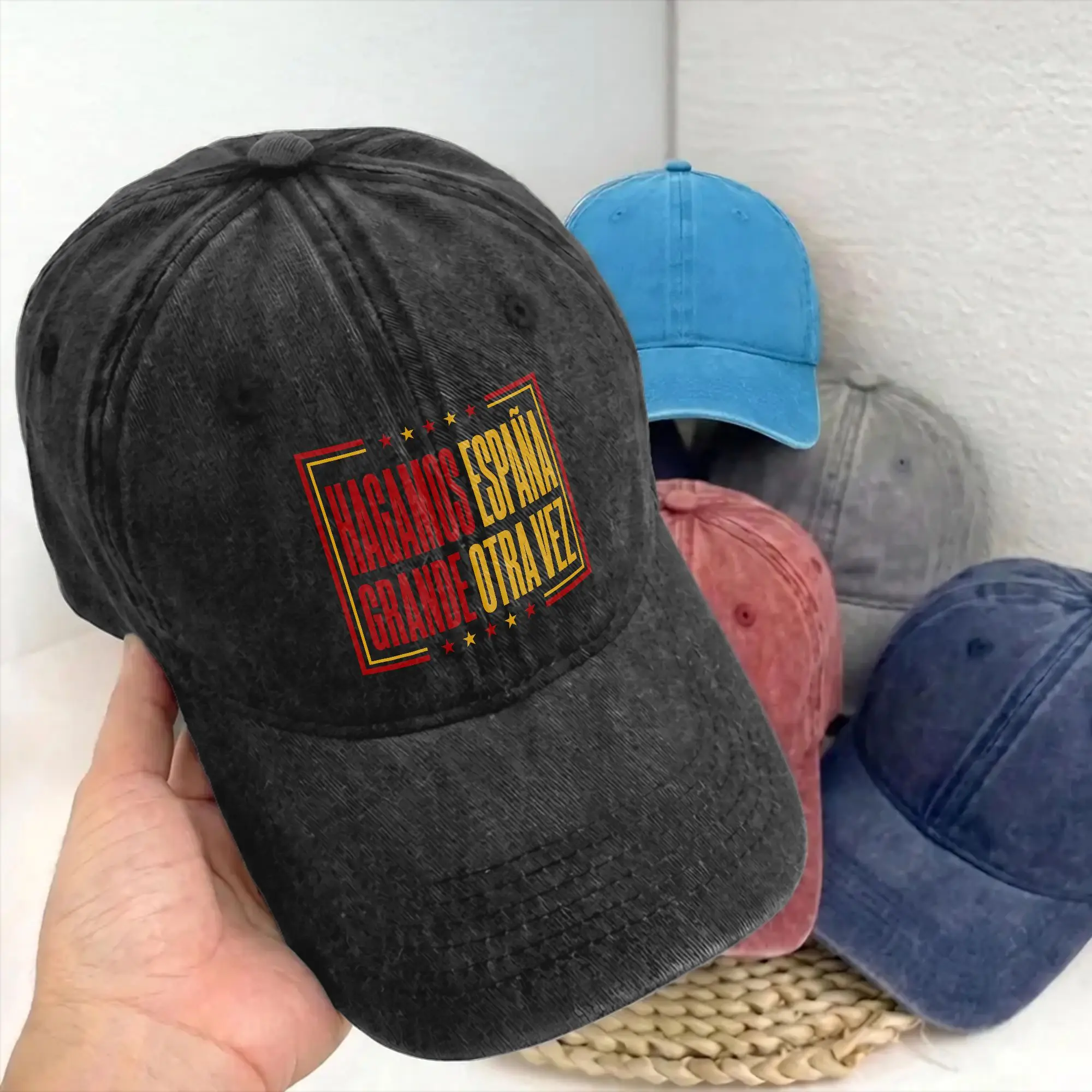 Make Spain Great Again Spanish Patriotism Baseball Cap Unstructured Unisex Nationalism Distressed Denim Washed Headwear Gift Hat