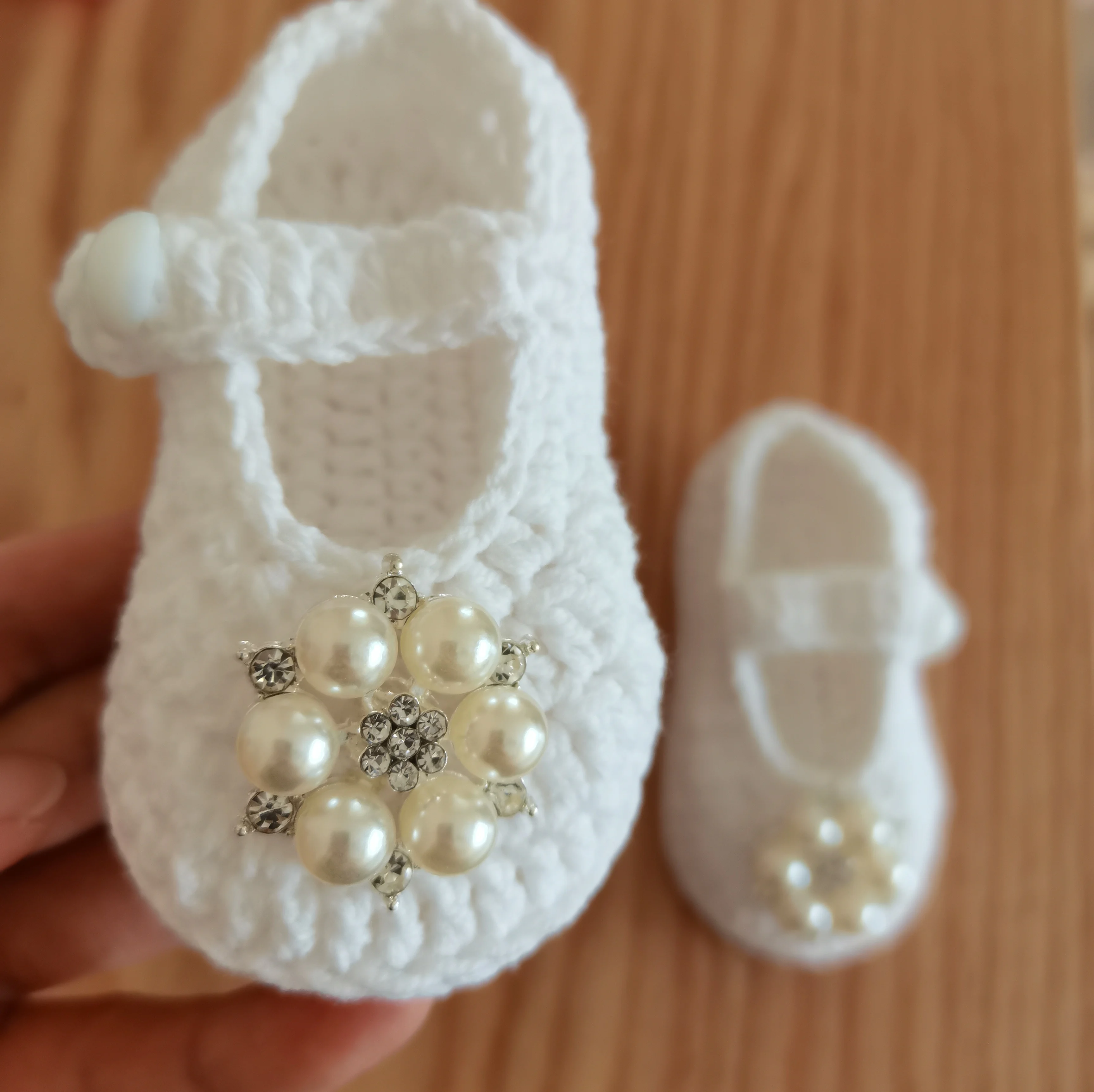 

Handmade Baby Gift Newborn Shoes, Shiny Beads, High-Quality Baby Party Photography Shoes