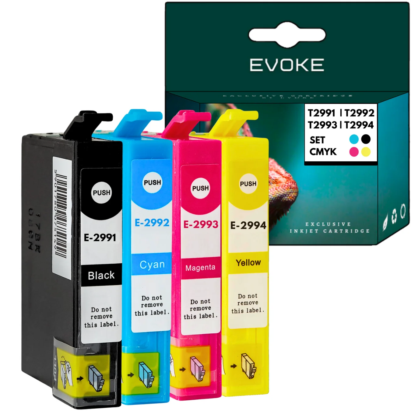 Evoke Compatibele Inkt voor Epson T2991 T2992 T2993 T2994 29XL 4X Cmyk: Zwart, Cyaan, Magenta, Geel 57 ml 3560 Pagina's Expression Home Xp-235 245 247 255 257 332 335 342 345 352 355 432 435 442 445