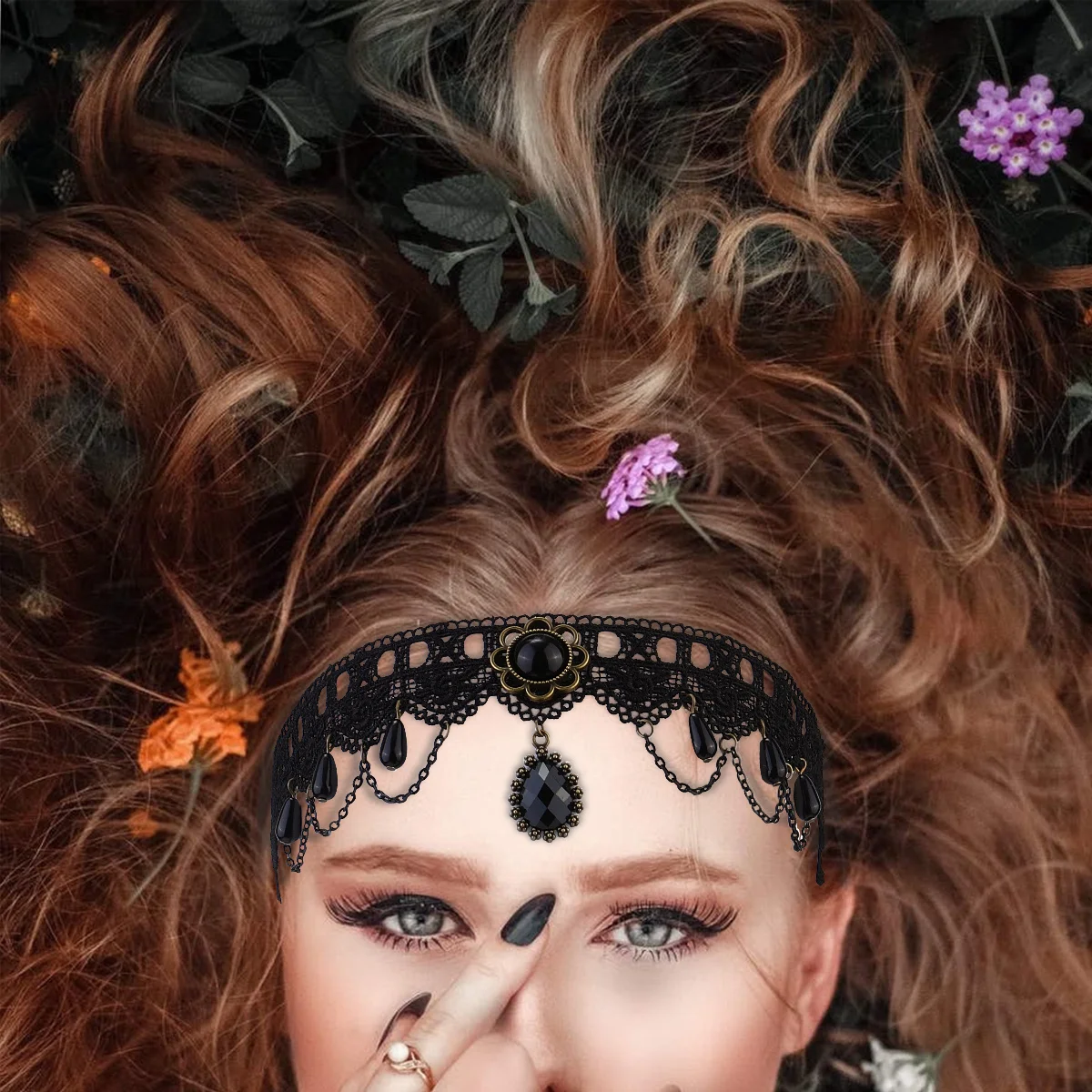 

Halloween Lace Hair Band Black Women Headband Comfortable Elastic Fit Festival Party Cosplay Dance Event Headdress