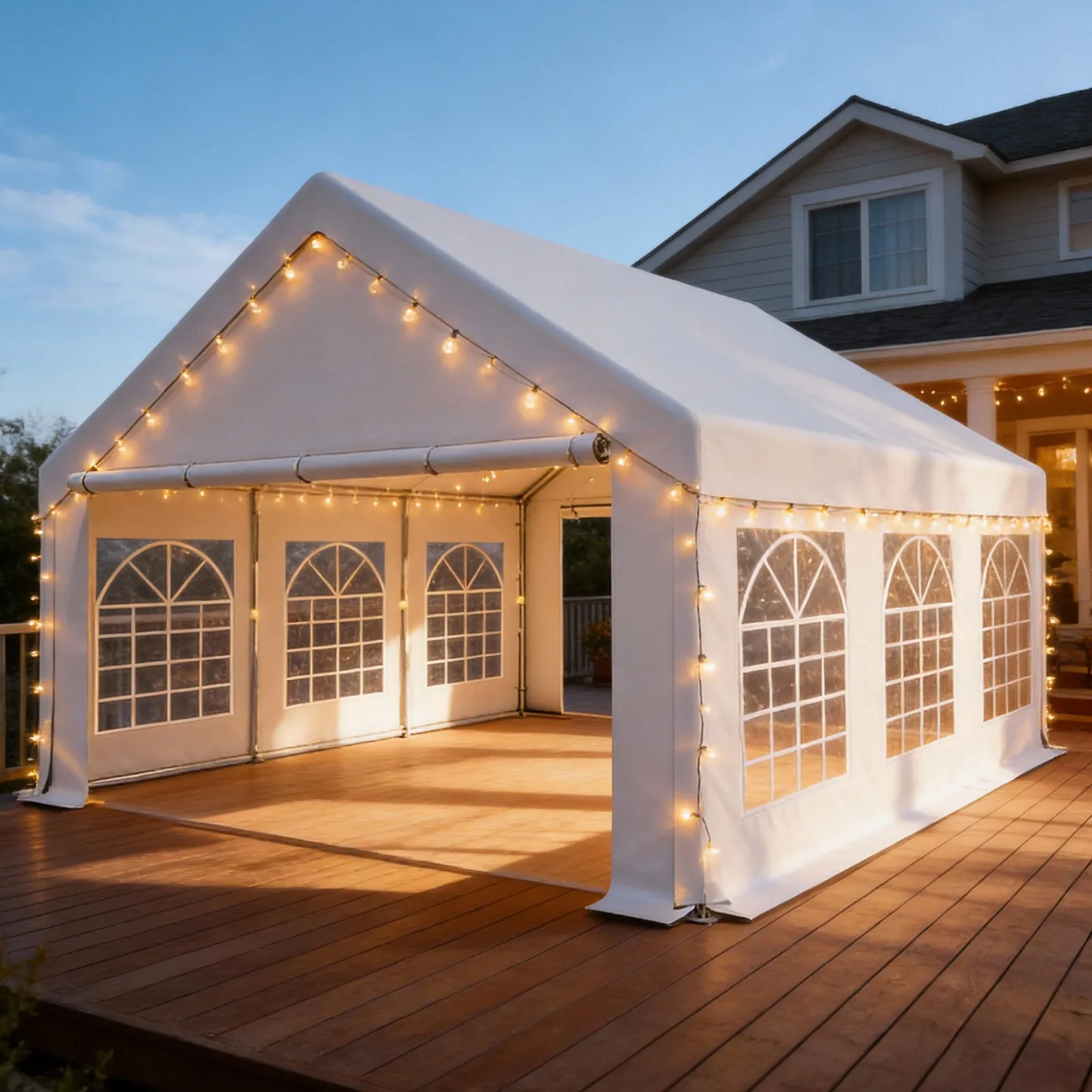 

20x20 Ft Party Tent Event Tent for Party, Outdoor Heavy Duty Carport White