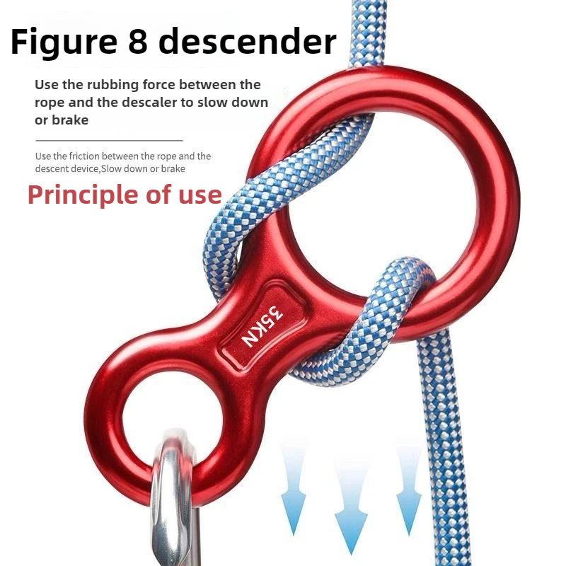 Outdoor climbing octagonal ring descent device, high-altitude deceleration device, octagonal ring, rope descent downhill buffer