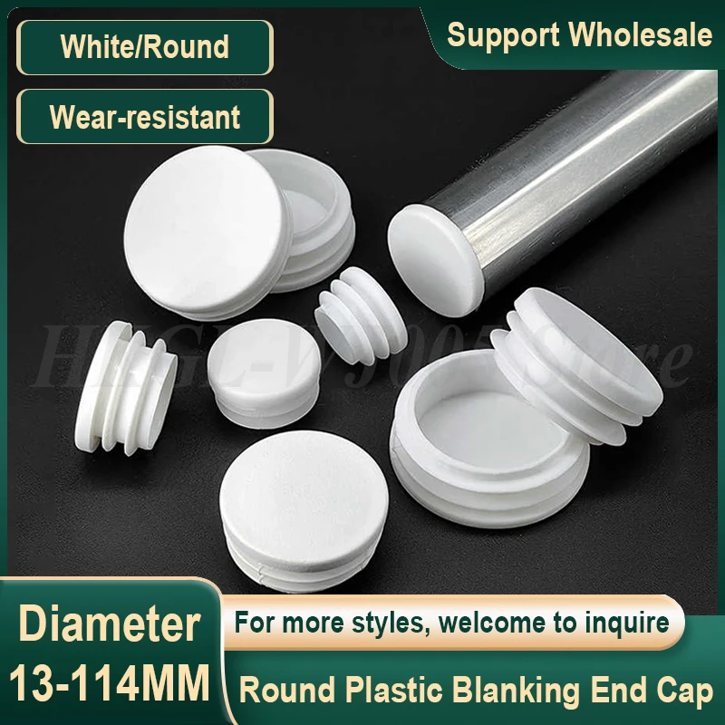 

White Round Plastic Blanking End Cap Tube Pipe Inserts Plug Bung Insert Stopper Chair Table Feet Cap Wear-resistant Anti Slip