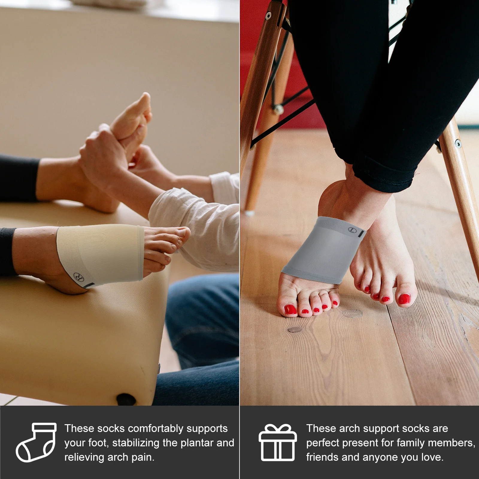 

2 Pairs Higher Arch Socks Supports Plantar Fascitis Compression Protective Ankle Fascotos