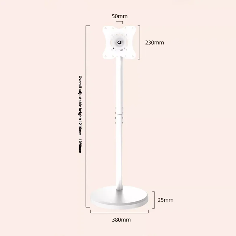 Supporto TV mobile da 10-46 pollici bianco 360 °   Supporto da pavimento per schermo con supporto per computer girevole verticale per monitor, multifunzionale regolabile
