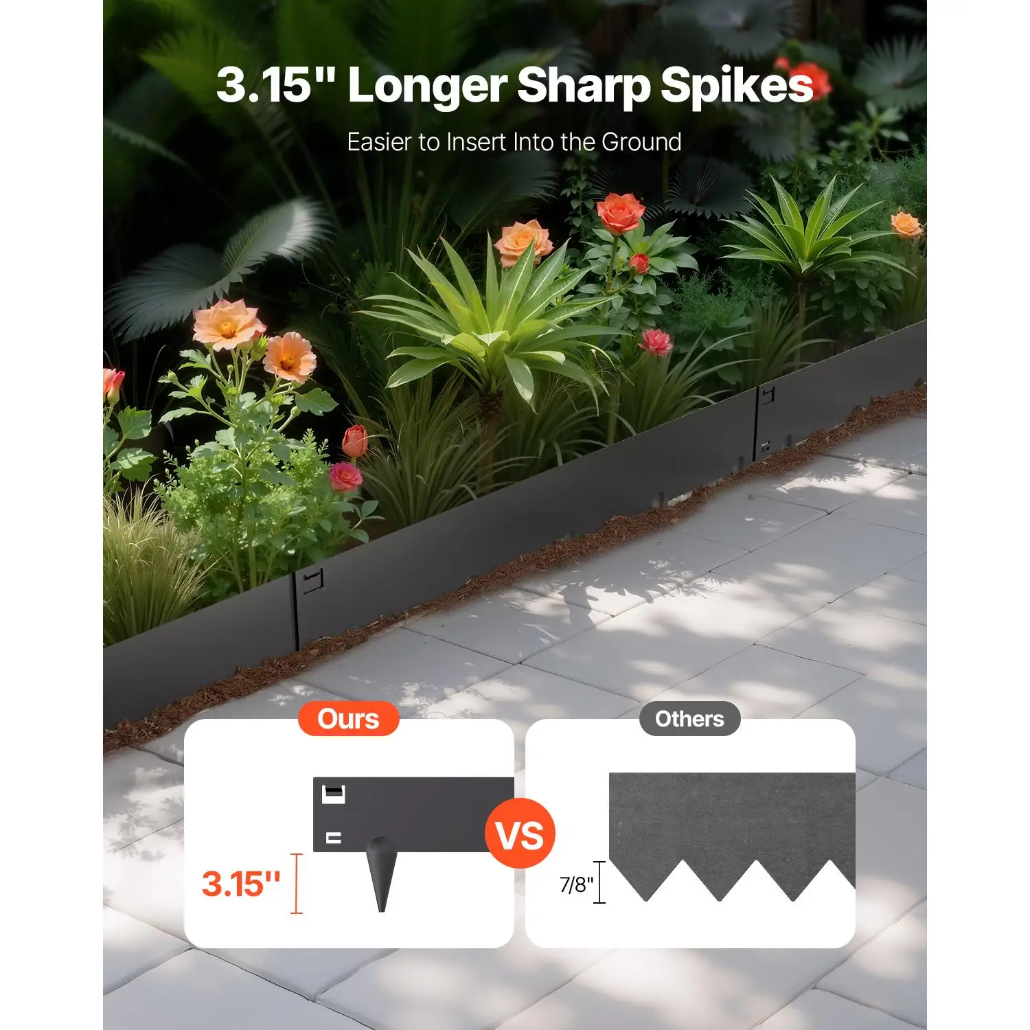 5 Pack 39 x 3 Inch Black Metal Garden Edging Rust Resistant Flexible Lawn Border for Flower Beds and Yard Dividers Easy Install Heavy Duty Landscape Edge Guard