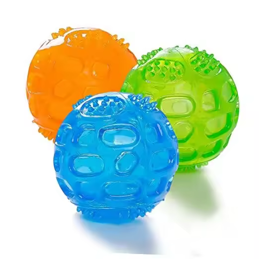 Dog Squeaky Balls – 3 Pack Pet Chew Toys, Bouncy Rubber Fetch Balls for Training, Exercise & Interactive Play