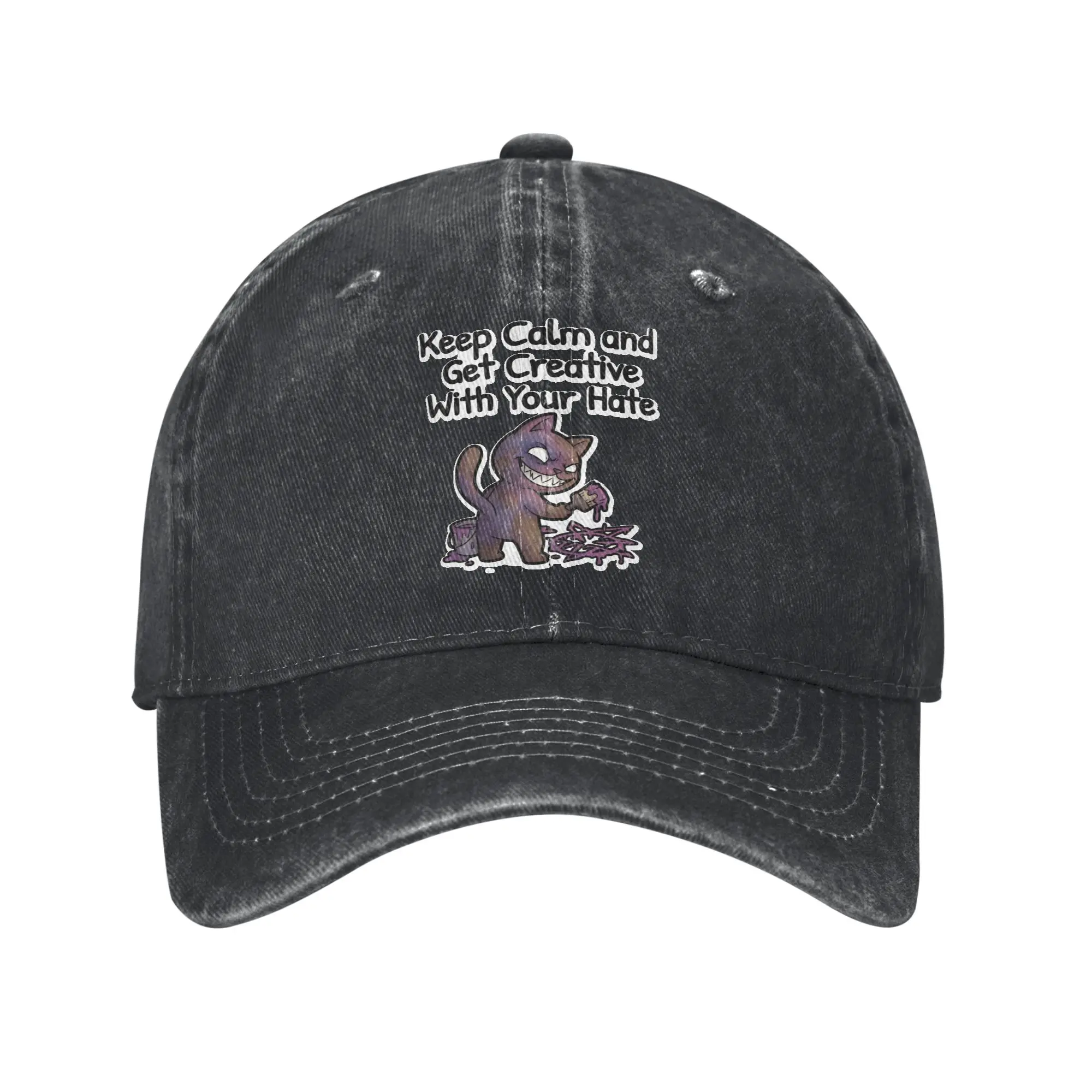 Mewgenics Keep Calm and Get Creative With Your Hate Unisex Style Baseball Caps Distressed Washed Caps Hat Summer Snapback Hat