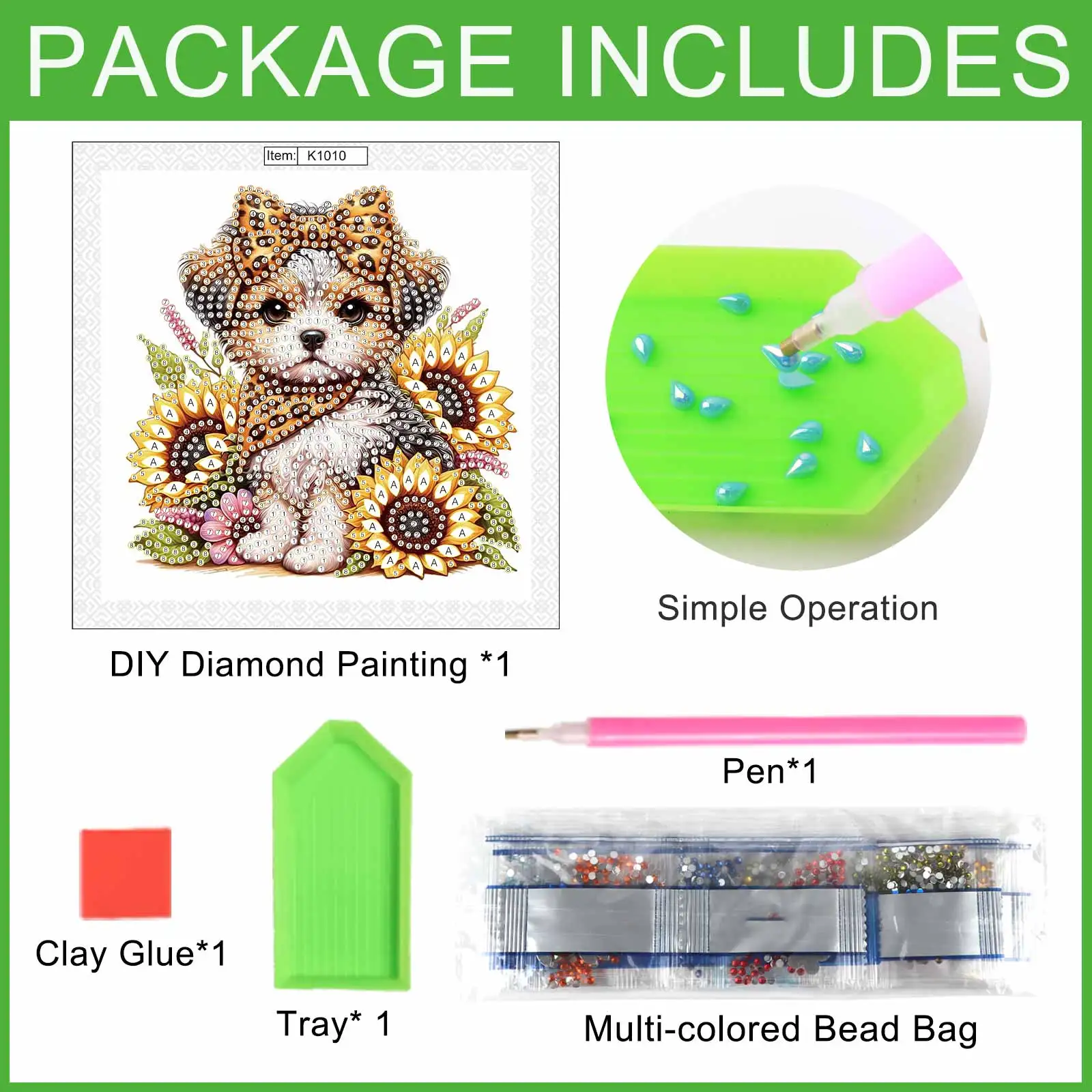 Puppy Special Shape Diamond Art Painting Kit for Adult Beginner,Crystal Diamond Special Shape Kit for Home Wall Decoration Gift view 3