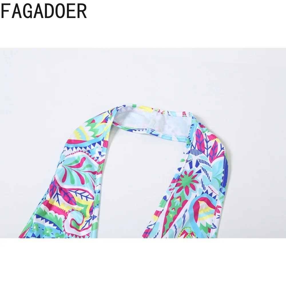 FAGADOER-Combishort vert pour femme, combinaison à col licou, décolleté plongeant en V, dos nu