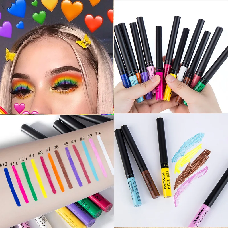 Colorful Eyeliner Pen Eyes Makeup White Pink Waterproof Liquid Color Eye Liner Pencil Make Up Cosmetics Yellow Matte Purple Pen