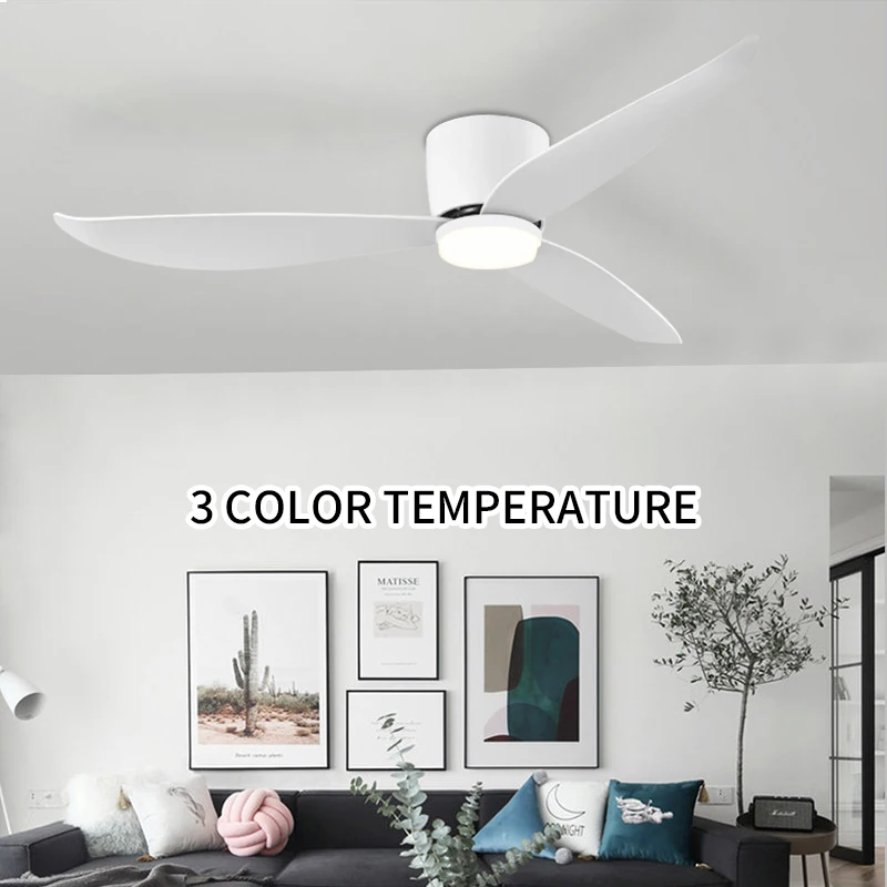 

LED52 Inch Ceiling Fan with Lighting Remote Control, Equipped with Silent Reversible DC Motor, Bedroom and Living Room, Timer
