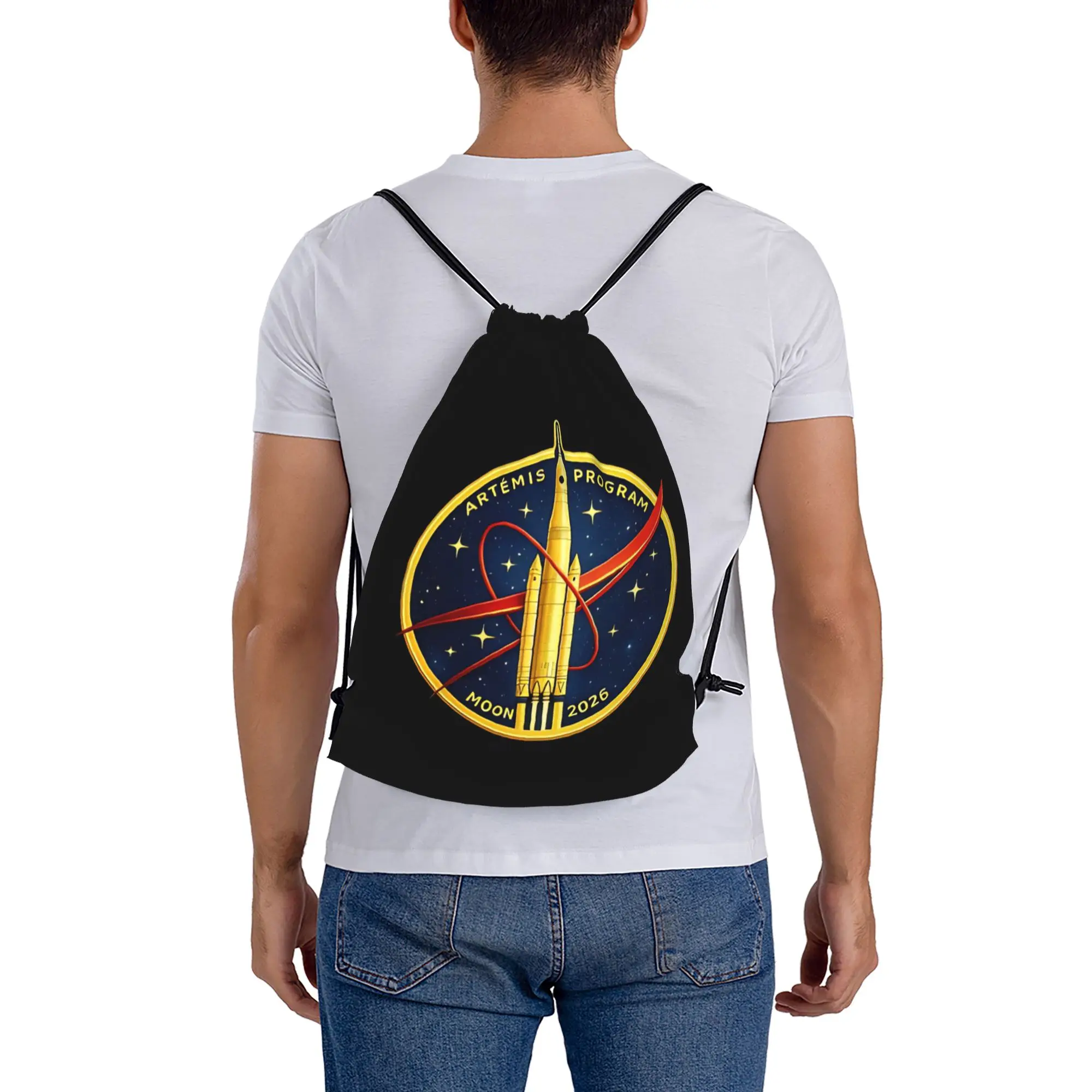 2026 Artemis II 24  Multi-function Pocket Men Women Storage Backpack Teenager Travel Bag Print Drawstring Bags