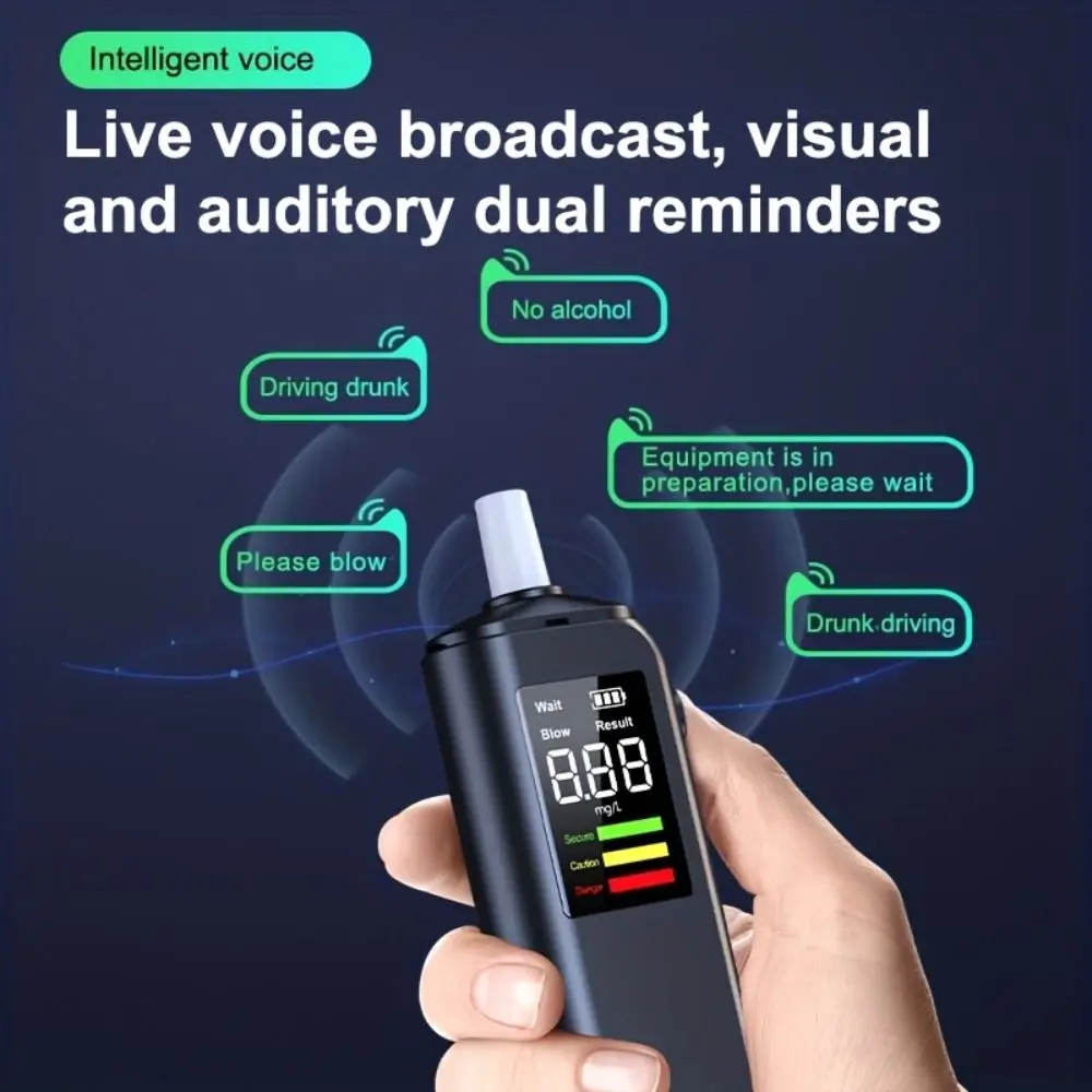 LED Digital Display Breathalyzer Analyzer Accuracy Non-Touching LED Screen Digital Breathalyzer Blowing Durable