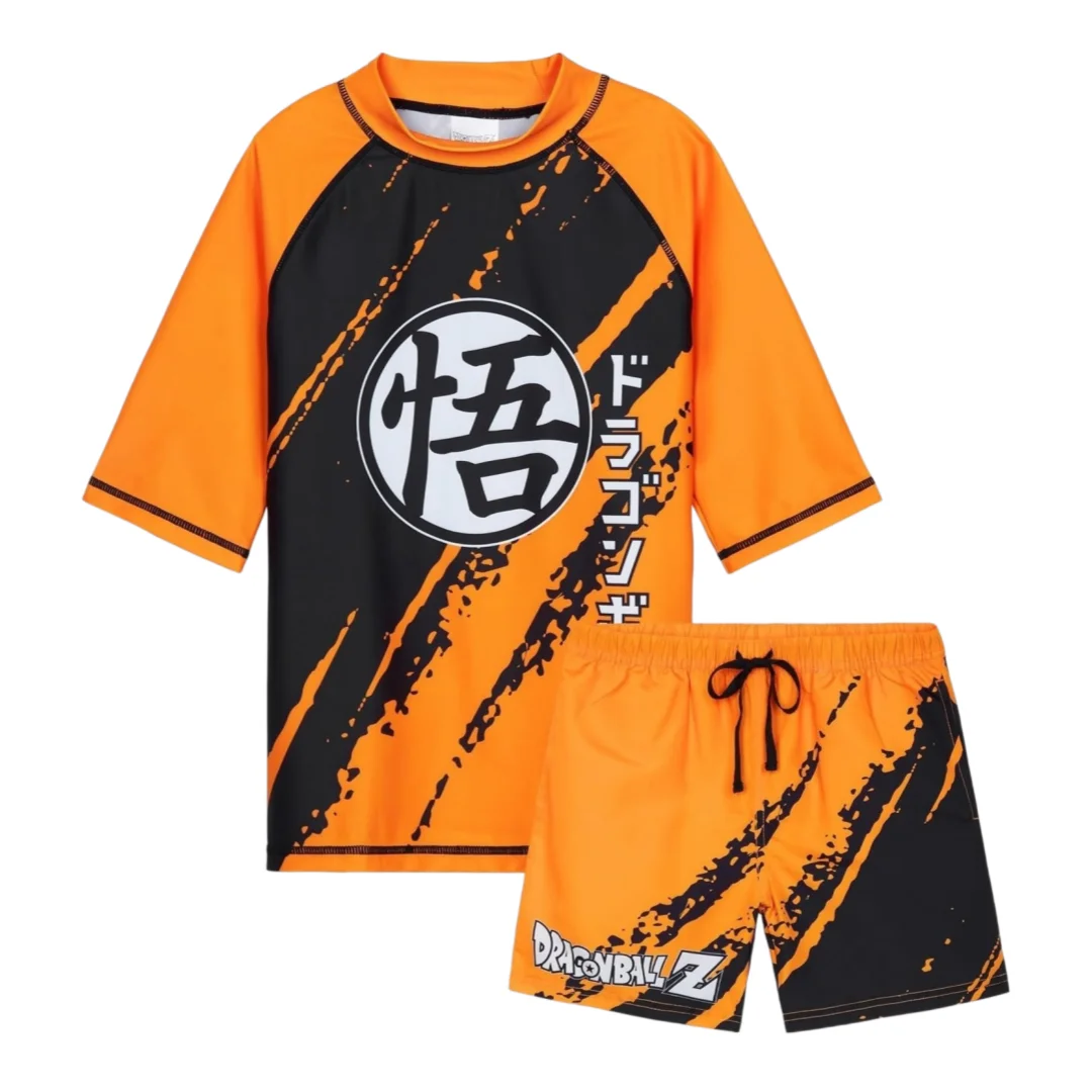 

Bandai Dragon Ball Z Pajama "Go" Orange/Black Anime Adult Kids T-Shirt & Shorts Athleisure Set Summer Quick-dry Soft Lightweight