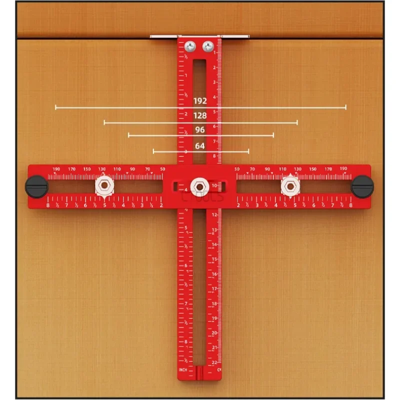 Imagem -02 - Modelo de Alça Métrica Polegada Gabarito Guia de Broca Armário Lidar com Botão Modelo Localizador Punchtool Gaveta Instalação Posicionamento Régua