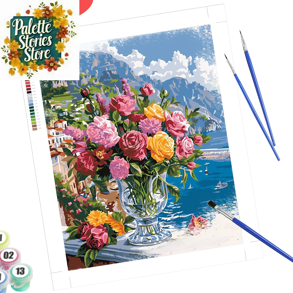 

Картина по номерам «сделай сам», цветок розы, 5D «сделай сам», ручная роспись маслом, рисунок на холсте, морской пейзаж, домашний декор-безрамный
