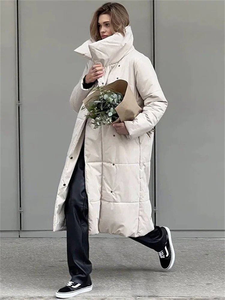 Tossy-Parkas taille haute à lacets pour femmes avec poches, manches longues, manteau bandage à revers, vêtements d'extérieur monochromes, hiver, 2024