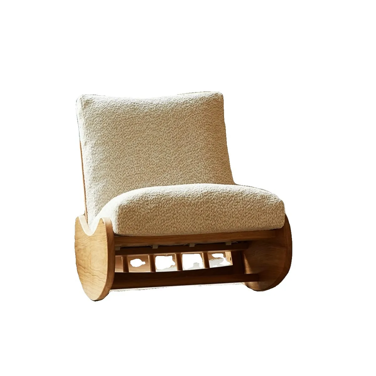 كرسي هزاز بسيط من خشب الكرز، كرسي هزاز منزلي فردي، كرسي هزاز كريمي، شرفة الرياح، كرسي هزاز كبير كسول