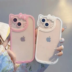 Sanrio Olá Kitty Transparente Soft Shockproof Capa, Cute Cartoon Cases para iPhone 15, 14, 13, 11, 12 Pro Max, X, XS, XR, 8 Plus, Y2K, Novo