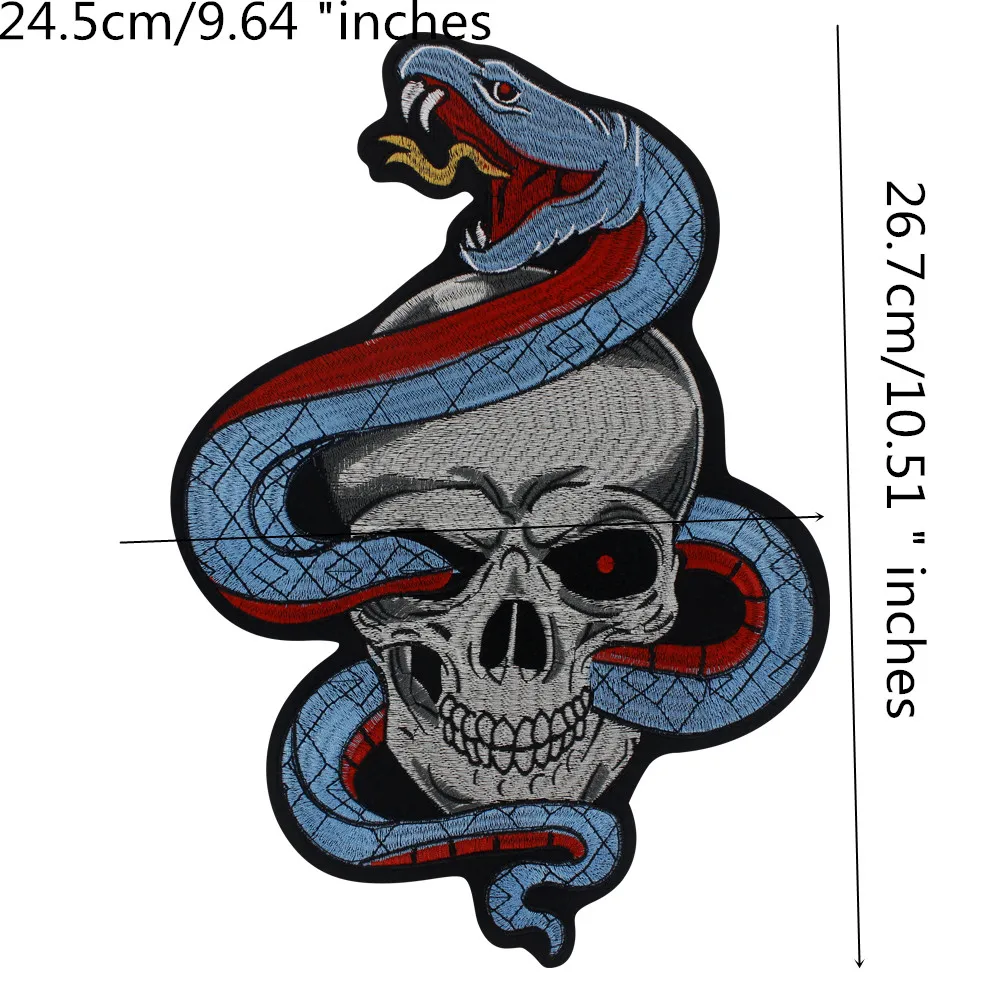 Skull Snake Patch Iron On Embroidered Applique Badge For Cool Punk  Style Jacket Clothing Decorated