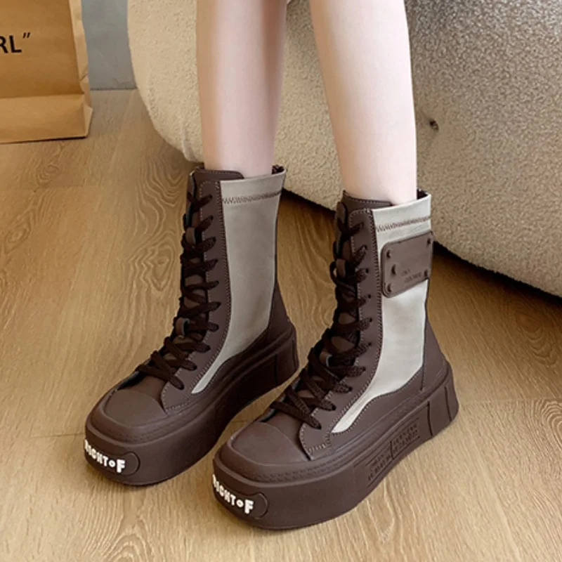 

Platform Women Snow Ankle Boots Flats Sport Shoes Winter 2025 Trend Chelsea Boots Fashion Square Toe Motorcycle Zapatillas Mujer