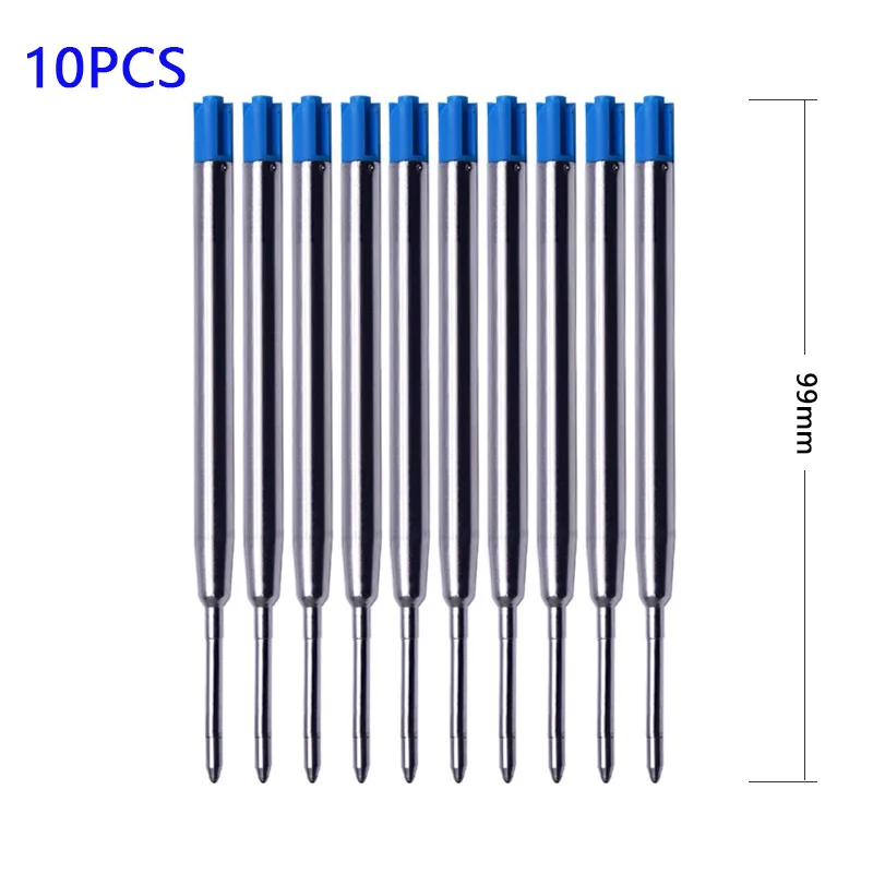 10 Pcs/Lot Metal Ballpoint Pen Refills Blue & Black Ink Medium Roller Ball Pens Refill School Office Stationery Gifts Supplies