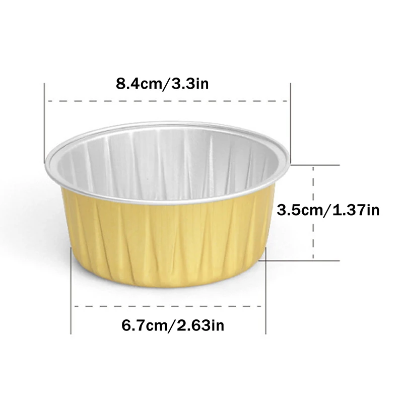 10/20/50Pcs Round Baking Cups Tin Paper Foil Wih Lids Reusable Cupcake Cups Desserts Flans Mini Cake Pans Bread Mould Custard