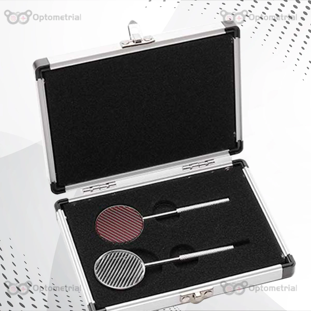 Maddox-Étui pour délit de test, avec filtre rouge et ligne de bande, mesure raffinée optométrique, longueur de poignée 68mm, 2 pièces