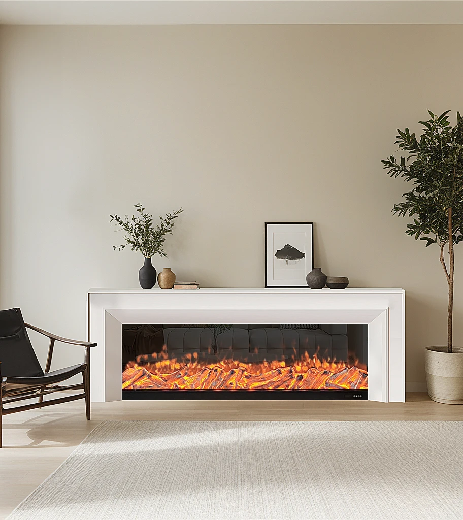 French Fireplace Decoration Cabinet Simulation Flame Heating Electronic Fireplace Villa Living Room Simple Solid Wood Cabinet