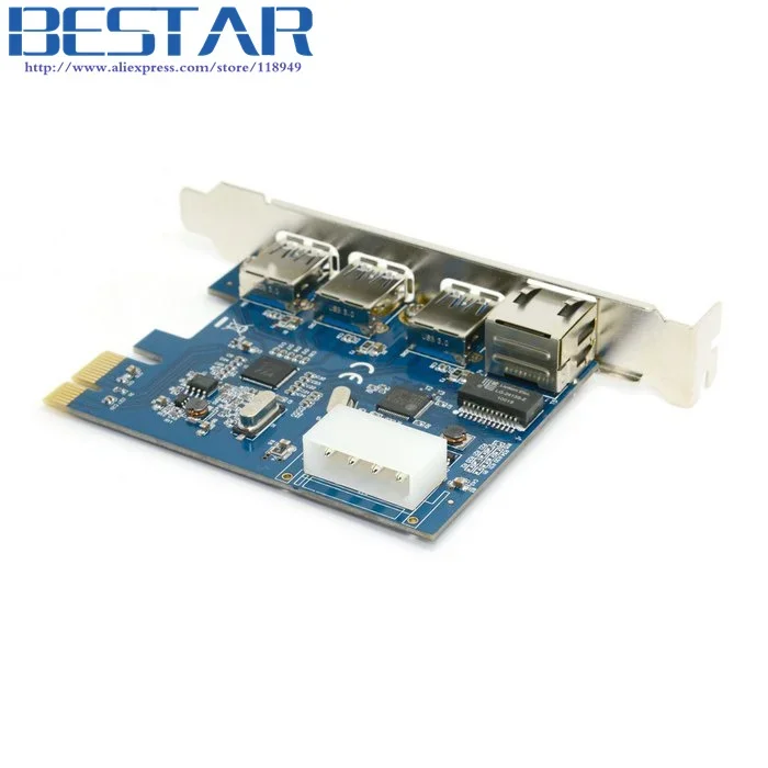 Gigabit Ethernet Network LAN & 3 Port USB 3.0 USB3.0 To PCI-E PCIE PCI EXPRESS Card PC Adapter Converter